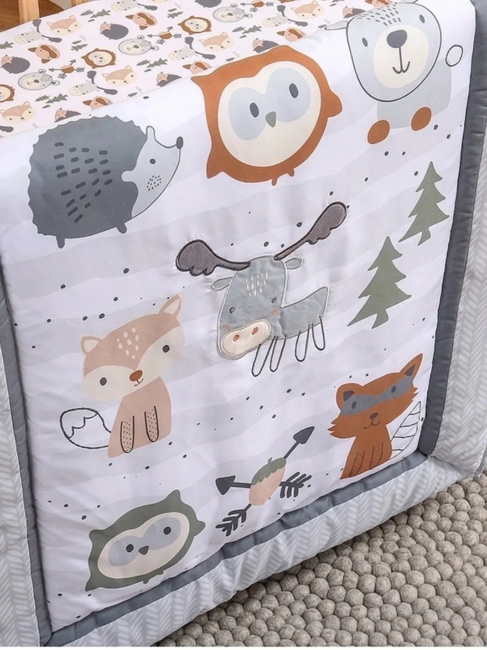 The Peanutshell Woodland Walk Baby Crib 3-piece bedding set